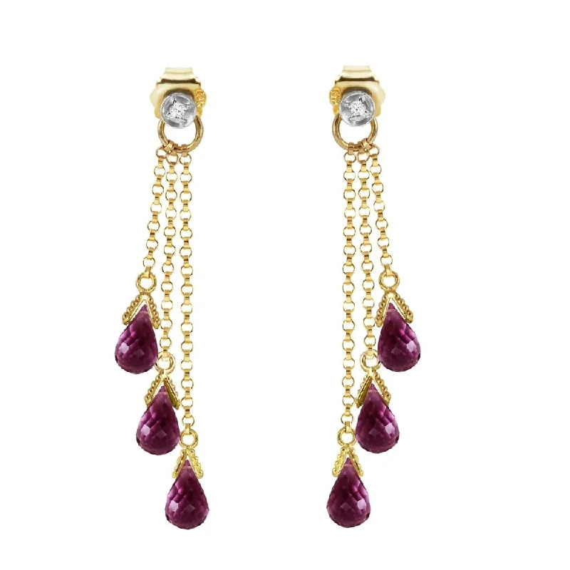 Tiered stone earrings-10.53 CTW 14K Solid Gold Chandelier Earrings Diamond Amethyst