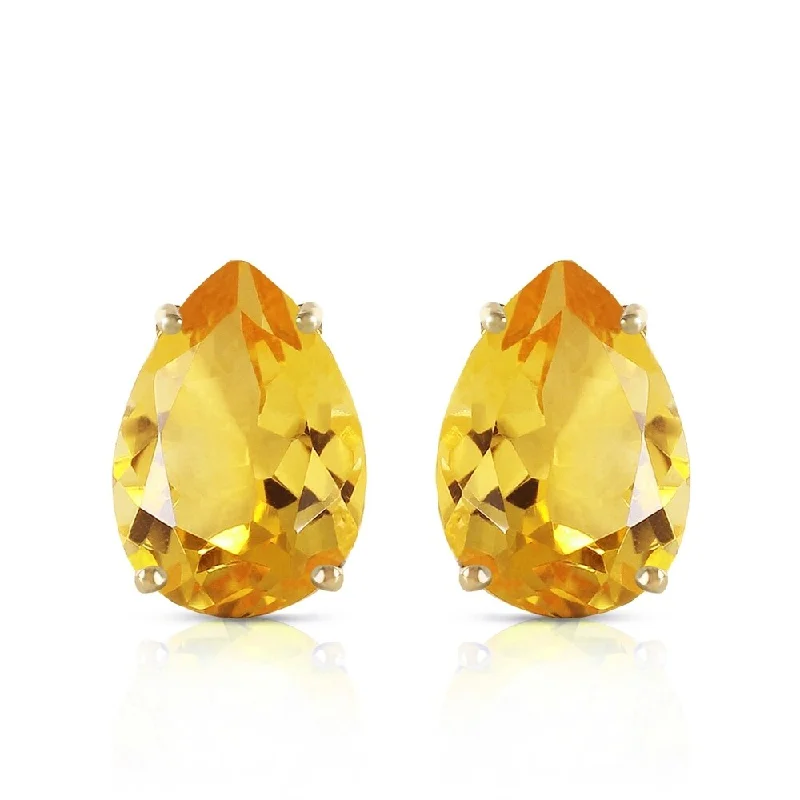 Crimped rim earrings-10 CTW 14K Solid Gold Inspiration Citrine Earrings