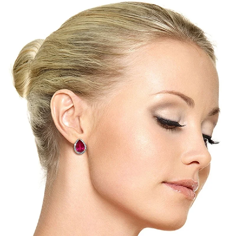 Glossy gem earrings-11.02 CTW 14K Solid Rose Gold French Clips Earrings Diamond Ruby