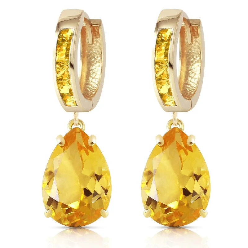 Brass relic earrings-13.2 Carat 14K Solid Gold Dramatique Citrine Earrings