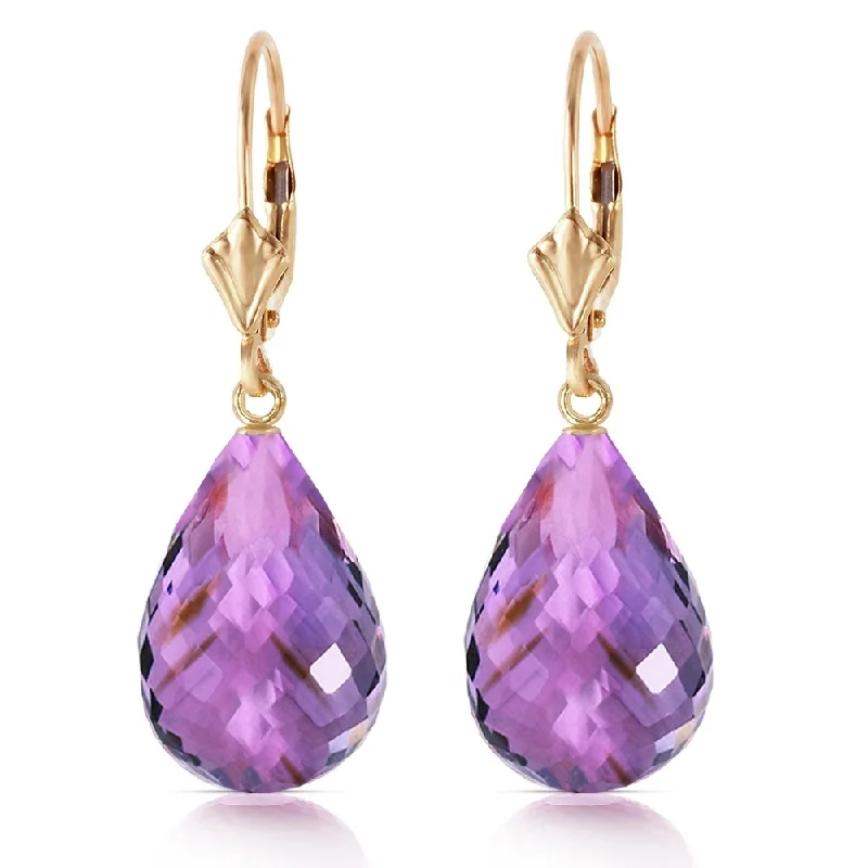 Amber topaz earrings-14 Carat 14K Solid Gold Loveliness Amethyst Earrings