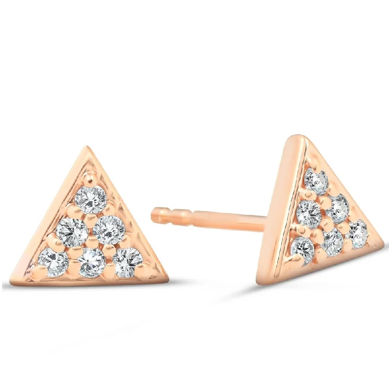 Apex gem earrings-14k Rose Gold .12 Ct TDW Diamond Triangle Studs Womens Spike Pave Earrings Dainty 7.5mm (G-H/SI)