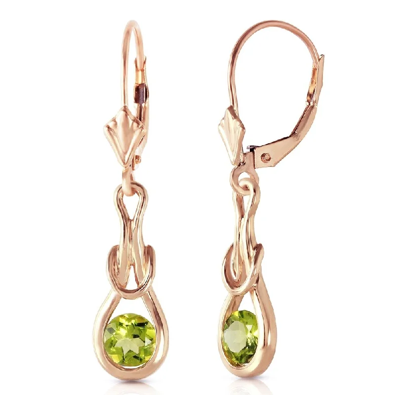 Morning haze earrings-14K Solid Rose Gold Leverback Earrings with Natural Peridots