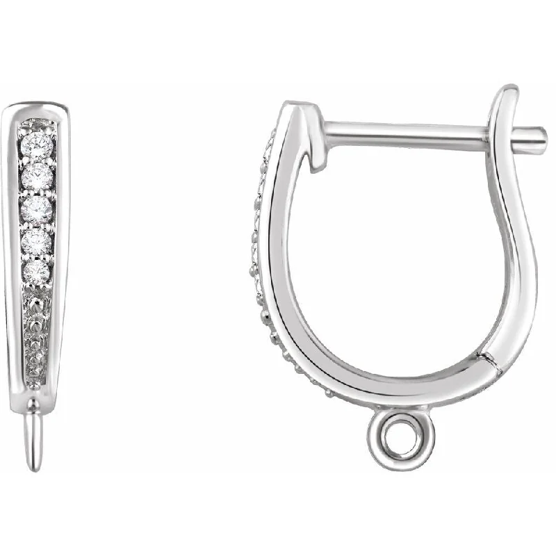 Carved ridge earrings-14k White Gold .03 CTW Diamond Lever Back Earring for Women Top for Women