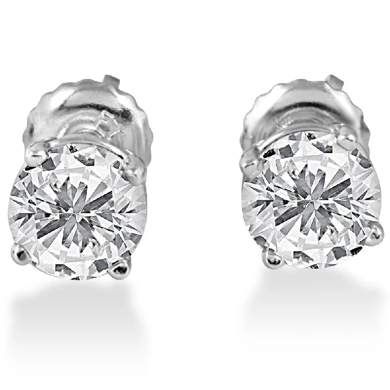 Lily cluster earrings-14k White Gold 1 1/2 ct TDW Screw Back Diamond Studs (F-G,SI1-SI2)