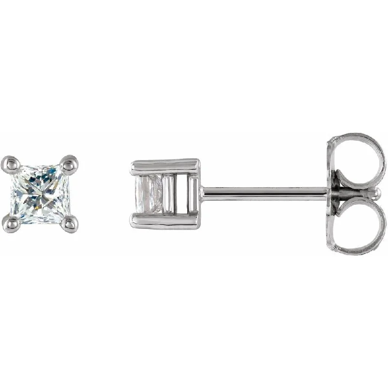 Pocked edge earrings-14k White Gold 1/4 CTW Diamond Earring for Women