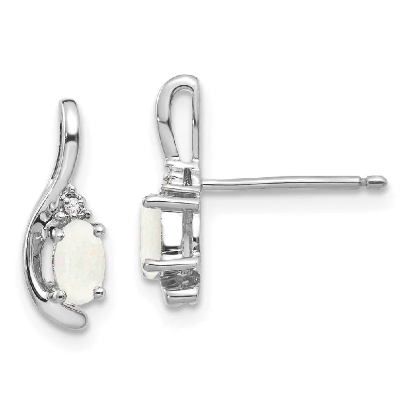 Narrow bezel earrings-14k White Gold Gemstone Diamond (L-14 mm, W-5 mm)