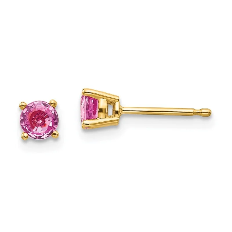 Ragged edge earrings-14k Yellow Gold Pink Gemstone Earrings (L-4 mm, W-4 mm)