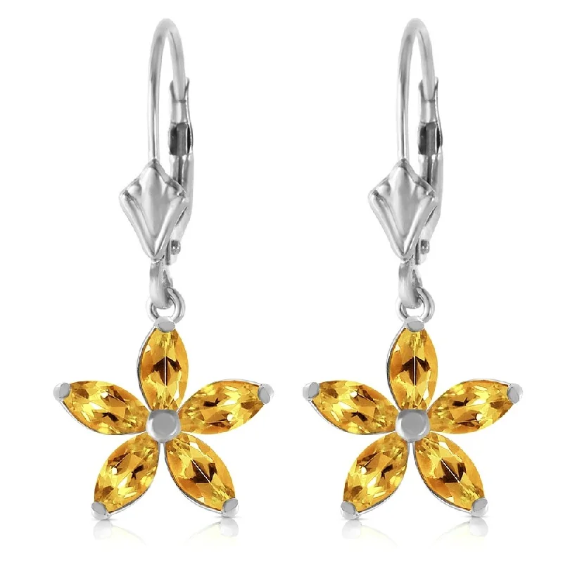 Pocked edge earrings-2.8 Carat 14K Solid White Gold Open The Way Citrine Earrings