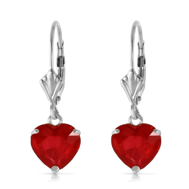 Leaf braid earrings-2.9 Carat 14K Solid White Gold Journey Of Hope Ruby Earrings