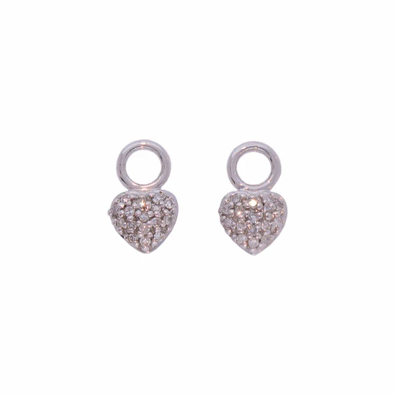 Eighteen-stone earrings-Petite Heart Charms with Diamonds