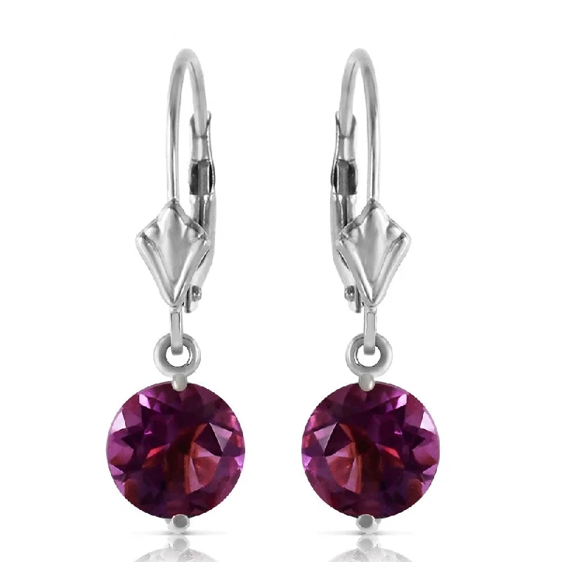 Lunar shine earrings-3.1 Carat 14K Solid White Gold Gifted Amethyst Earrings