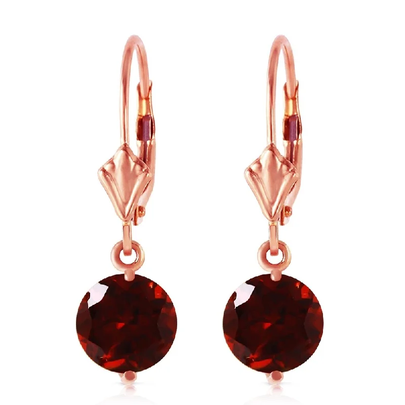 Etched bar earrings-3.1 CTW 14K Solid Rose Gold Garnet Fantasy Earrings