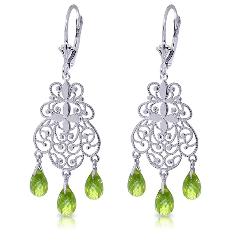 Notched edge earrings-3.75 CTW 14K Solid White Gold Breakfast Beloved Peridot Earrings