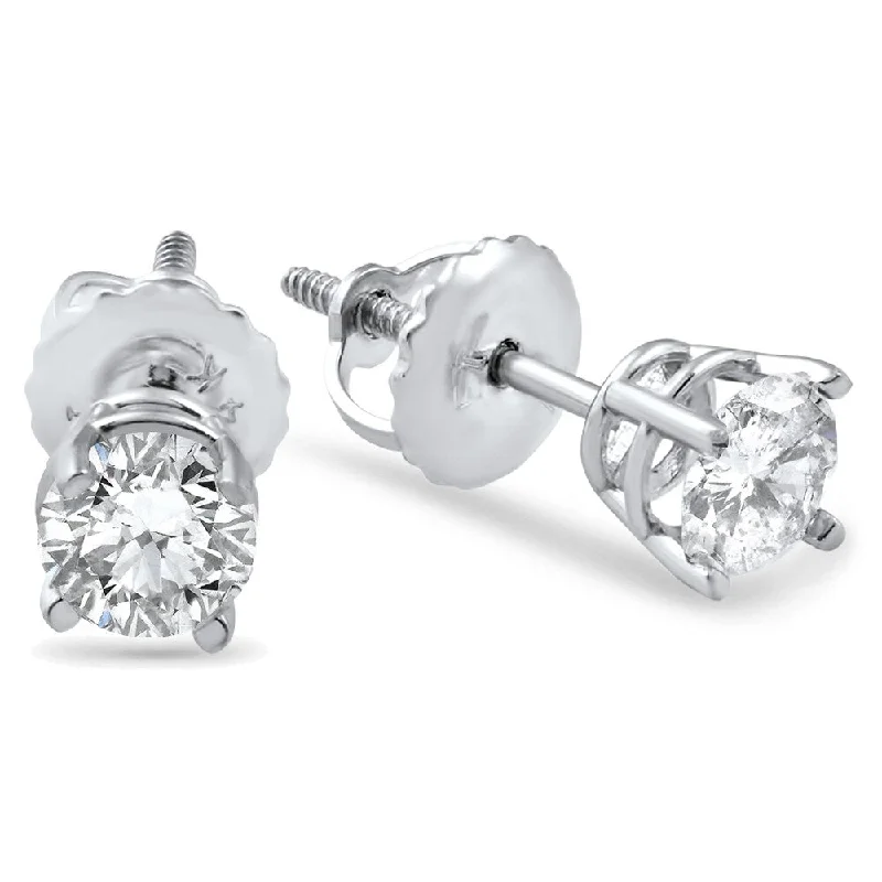 Lily cluster earrings-3/8ct Diamond Screw Back Studs 14K White Gold