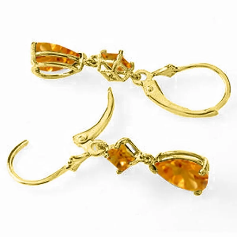 Orbit swirl drop earrings-4.5 Carat 14K Solid Gold Beaute Citrine Earrings