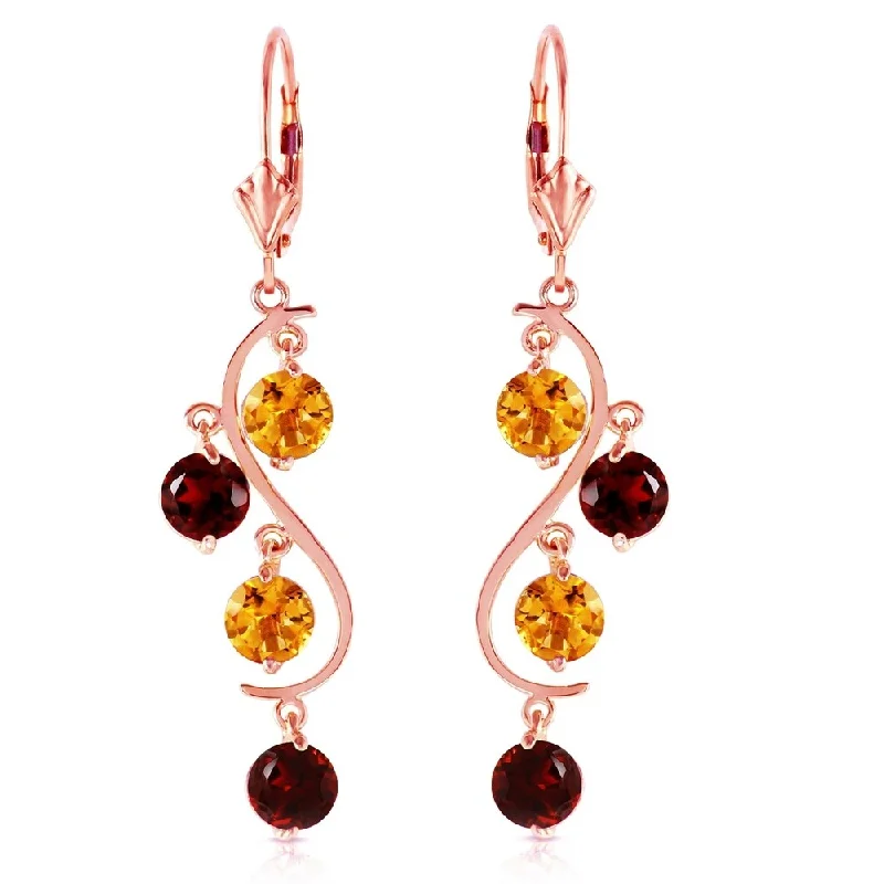 Daisy bloom earrings-4.6 Carat 14K Solid Rose Gold Garnet Cirine Drop Earrings