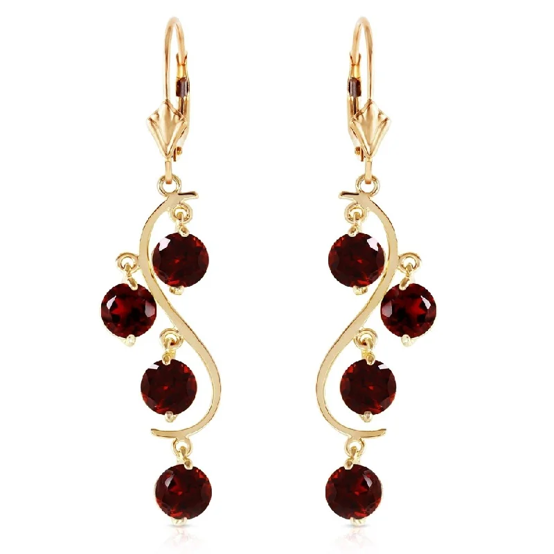 Etched bar earrings-4.95 Carat 14K Solid Gold Grape Garnet Earrings