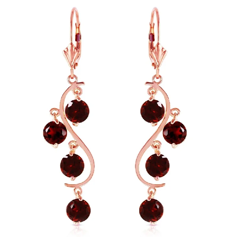 Antique twist earrings-4.95 Carat 14K Solid Rose Gold Garnet Leverback Earrings