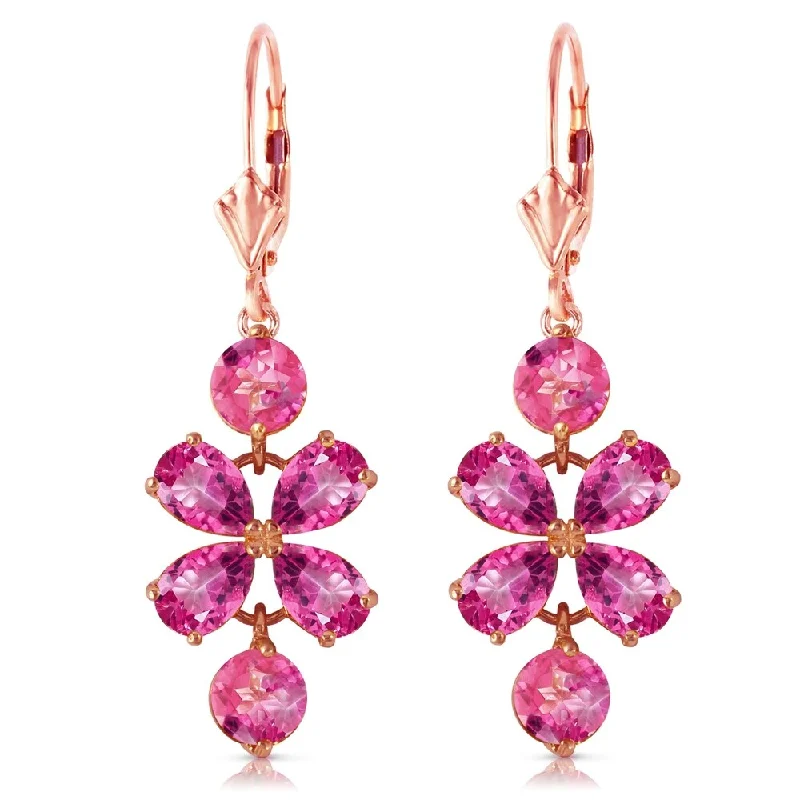 Scythian gold earrings-5.32 Carat 14K Solid Rose Gold Pink Topaz Flower Earrings