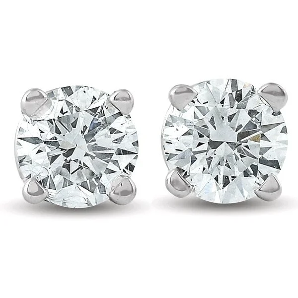 Apex gem earrings-5/8ct Round Diamond Excellent Studs Screw Backs 14k White Gold Lab Grown