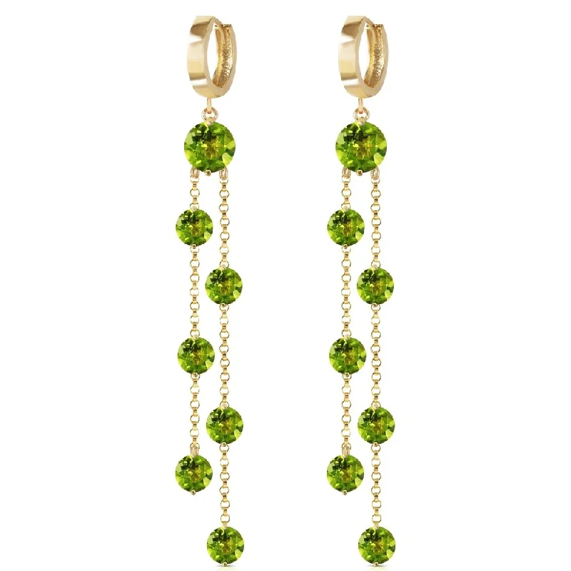 Vintage cut earrings-9.02 CTW 14K Solid Gold Chandelier Earrings Peridot