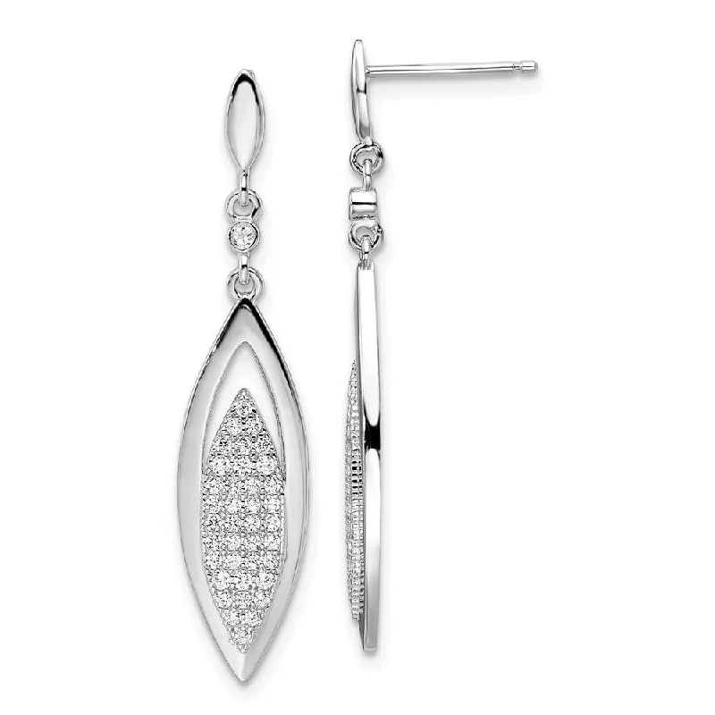 Jute braid earrings-925 Sterling Silver Cubic Zirconia and Brilliant Embers Dangle Earring (L-39 mm, W-8 mm)