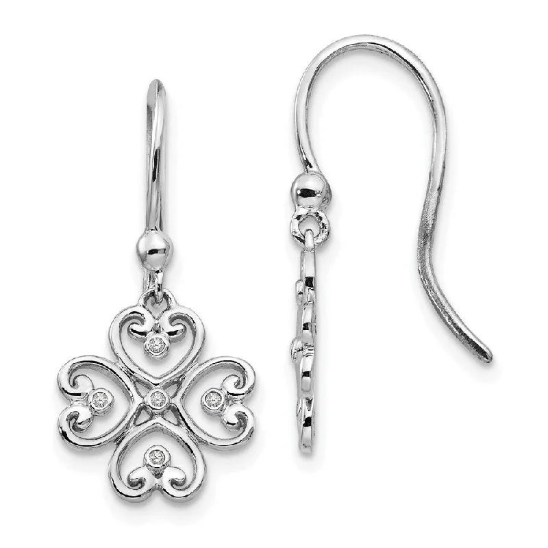 Lily cluster earrings-925 Sterling Silver Diamond Earrings (L-26 mm, W-11 mm)