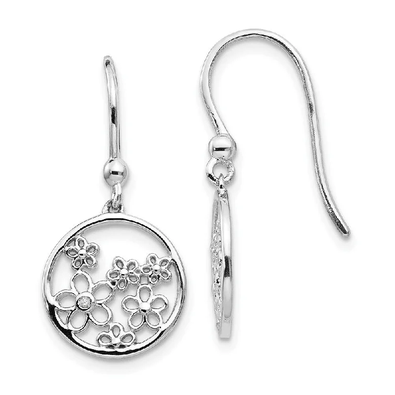 Grid mesh earrings-925 Sterling Silver Diamond Earrings (L-26 mm, W-12 mm)