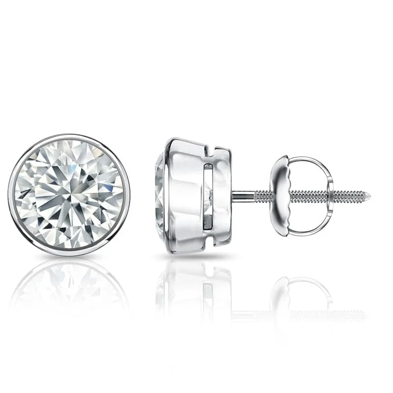 Root curl earrings-Auriya 1 1/2ct TW Round Bezel Set Diamond Stud Earrings 14kt Gold Certified