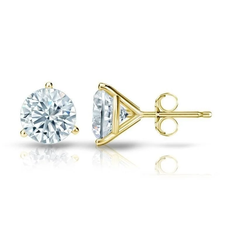 Shell splinter earrings-Auriya 1 1/2ctw 3 Prong Martini Set Round Diamond Stud Earrings 18kt Gold GIA Certified