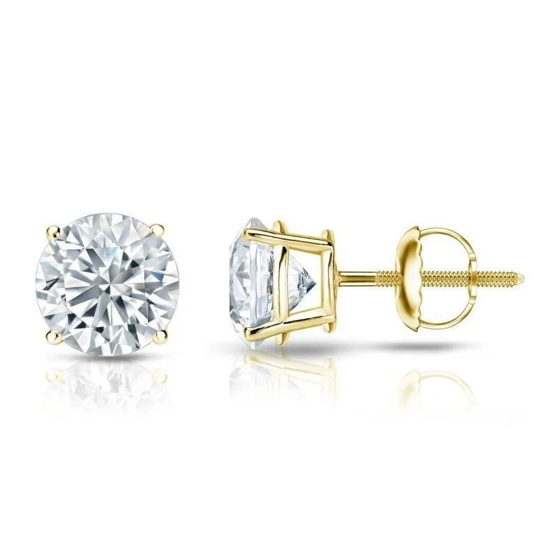 Pocked edge earrings-Auriya 1 1/2ctw Round Diamond Stud Earrings 18kt Gold Certified