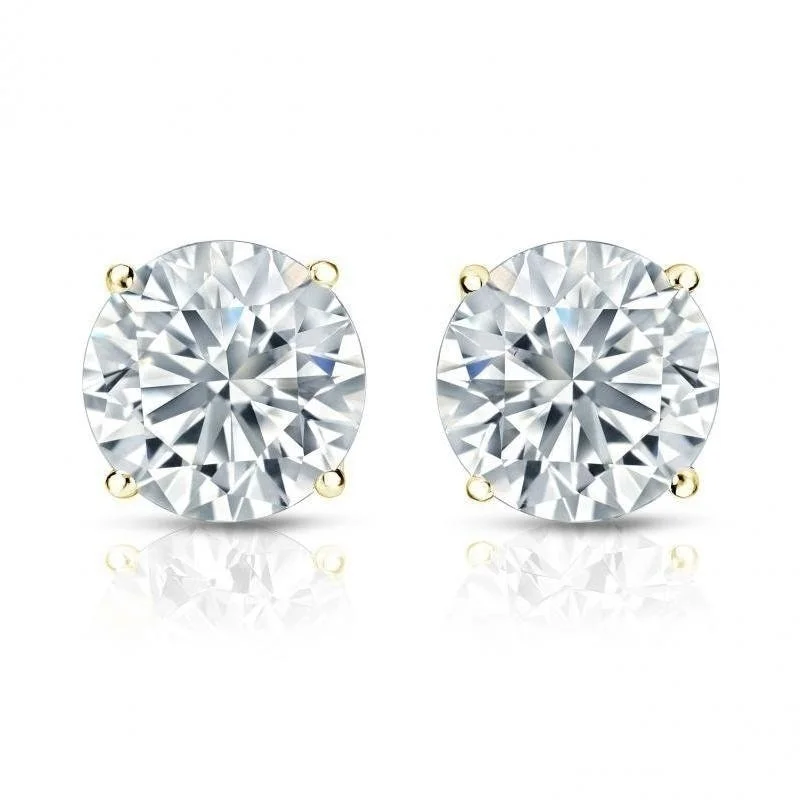 Pocked edge earrings-Auriya 1 1/4ctw Round Diamond Stud Earrings 18kt Gold GIA Certified