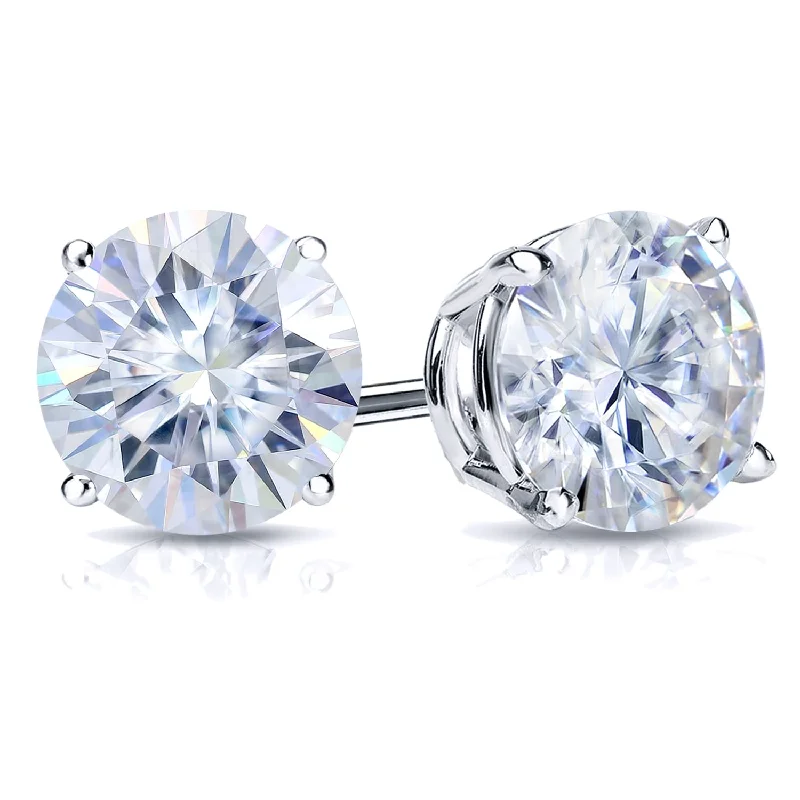 Tin toned earrings-Auriya 14k Gold 5ctw Round Moissanite Stud Earrings - 9mm