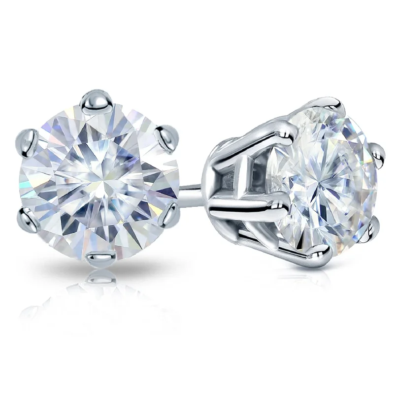 Tiered stone earrings-Auriya 18k Gold 4ctw Round Moissanite Stud Earrings - 8.2 mm