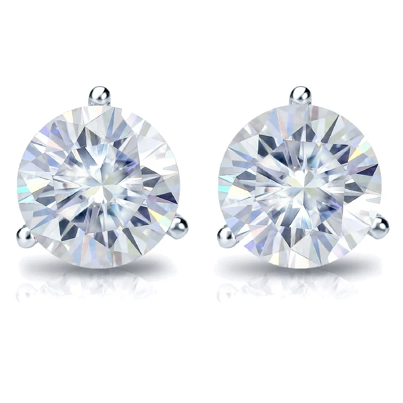 Carved ridge earrings-Auriya 2ctw Round Moissanite Stud Earrings 18k Gold Martini-set - 6.5 mm