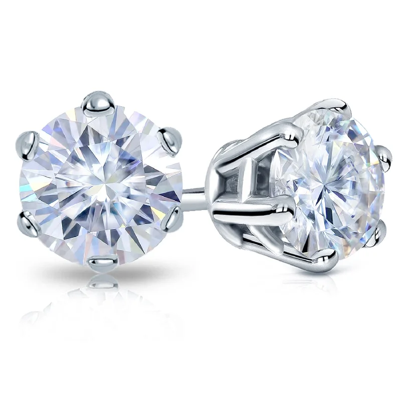 Braided cord earrings-Auriya 3ctw Round Moissanite Stud Earrings 14k Gold - 7.4 mm