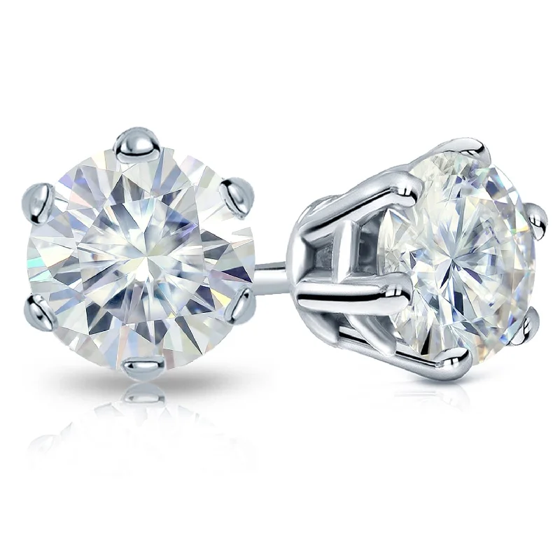 Lunar shine earrings-Auriya 4ctw Round Moissanite Stud Earrings 18k Gold - 8.2 mm