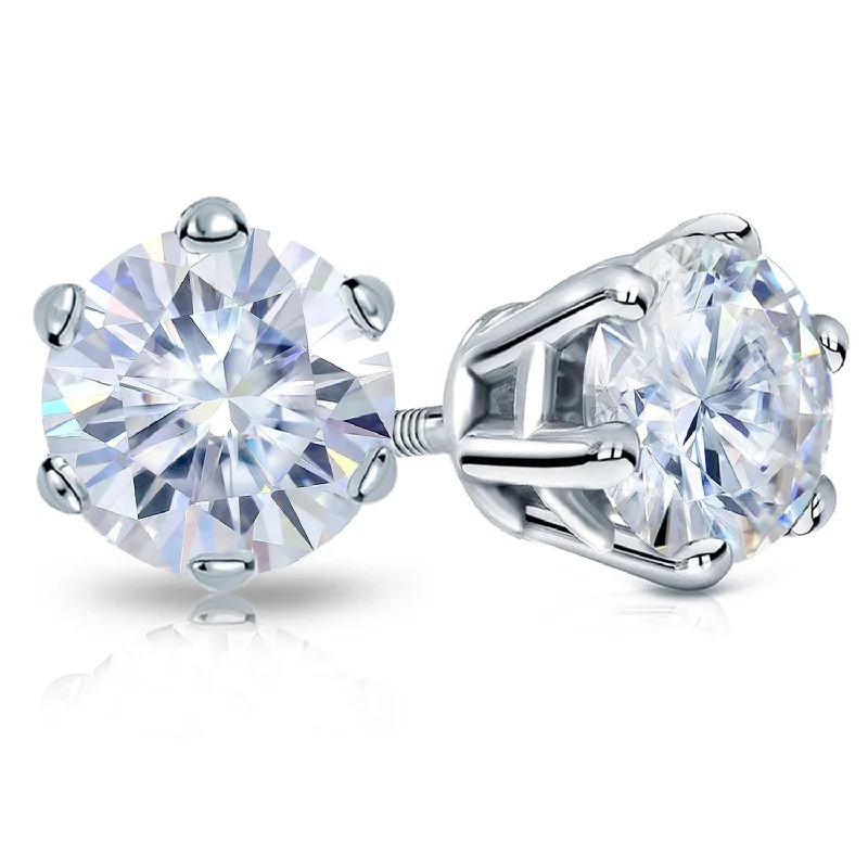 Narrow bezel earrings-Auriya 6ctw Round Moissanite Stud Earrings 14k Gold