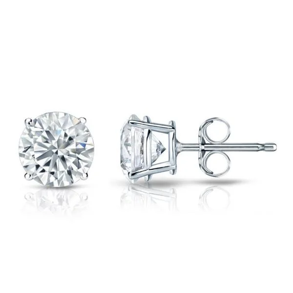 Fused stone earrings-Auriya Platinum 1 1/2ctw Round Diamond Stud Earrings Certified