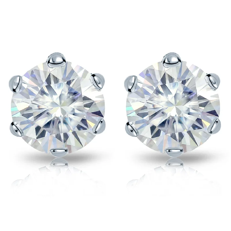 Quartz fleck earrings-Auriya Platinum 1ctw Round Moissanite Stud Earrings - 5 mm