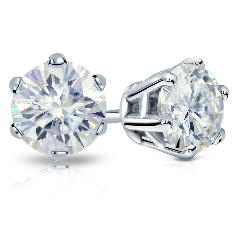 Glossy gem earrings-Auriya Platinum 5ctw Round Moissanite Stud Earrings