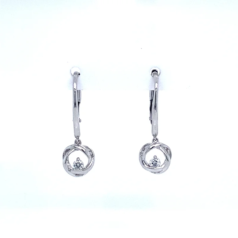 Subtle twist earrings-Bremer Jewelry Time & Eternity Round Dangle Diamond Earrings in 10K White Gold/Sterling Silver (0.10ctw)