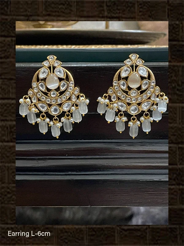 Soft check earrings-Coloured drops stone studded kundan chandbali earrings