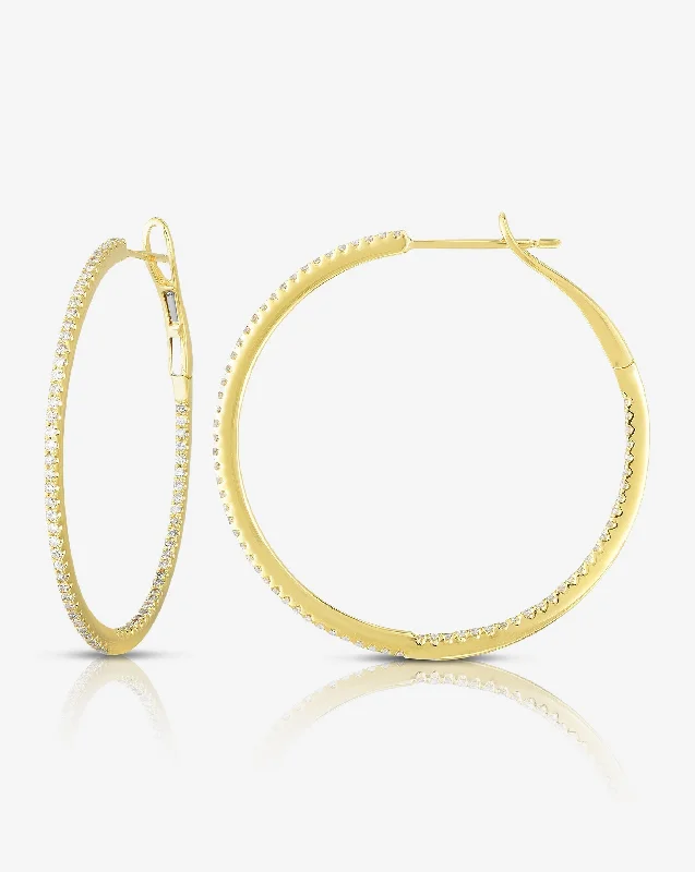 Wool braid earrings-Diamond Hoops