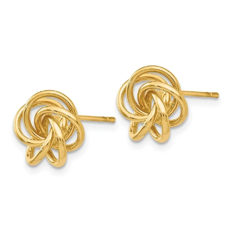 Onyx tip earrings-Diamond2Deal 10k Yellow Gold Love Knot Stud Earrings (L-10mm, W-10mm)