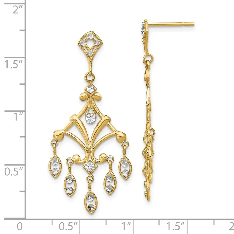 Birch wood earrings-Diamond2Deal 14K Yellow Gold Rhodium-Plated Chandelier Style Dangle Earrings (L-37.7 mm, W-37.7 mm)