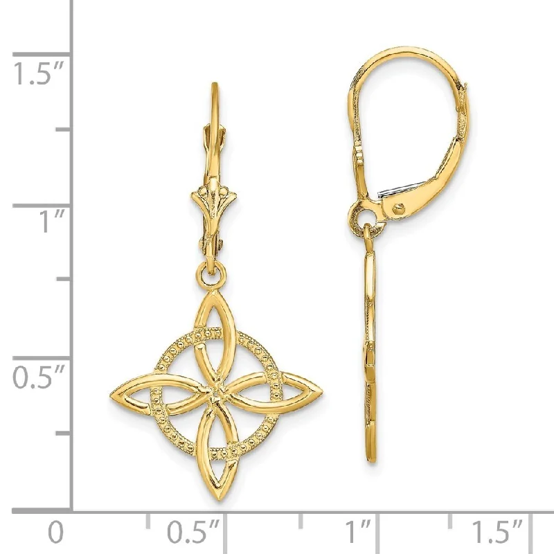 Wool braid earrings-Diamond2Deal 14K Yellow Gold Small Celtic Eternity Knot Earring (L-34.5 mm, W-17.7 mm)