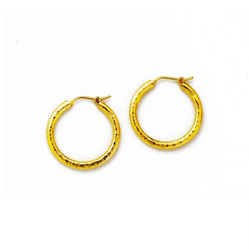 Ocean ridge earrings-Giant Hammered Hoop Earrings