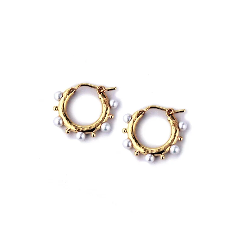 Apex gem earrings-'Big Baby' Pearl Hoop Earrings